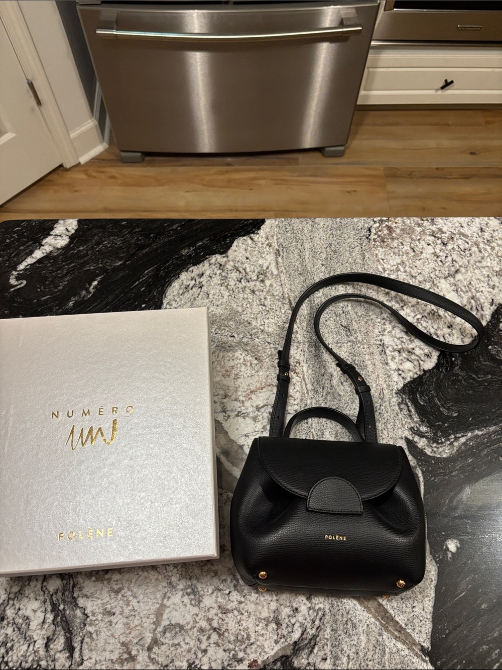 Numéro Mini Black Leather Crossbody Bag